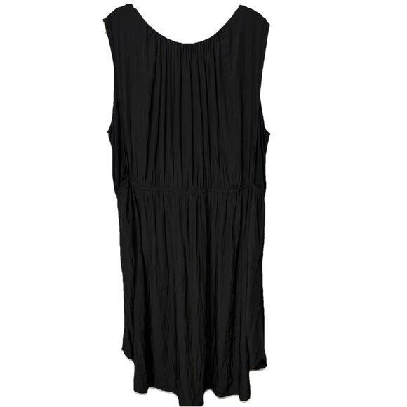 J. Jill Women’s Plus 4X Pleat Neck Sleeveless Blouson Dress Midi Black Witchy - Picture 1 of 10